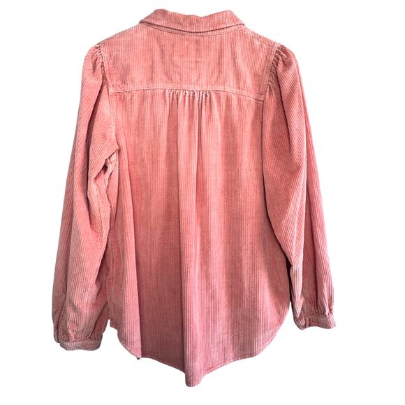 American Eagle Corduroy Button Up Shirt Pink Long Sleeve 100% Cotton Size M - Picture 3 of 5